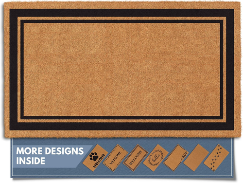 Natural Coco Coir Heavy Duty Backing Doormat - Large Cute Non-Slip Front Door We