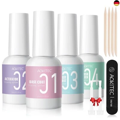 Aokitec Dipping Powder Liquid Set, Dip Base Top Gels Coats Dipping Powder
