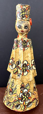 Vtg ABELARDO RUIZ Signed Paper Mache Big Eyed Girl Candle Holder Mexico 15 in