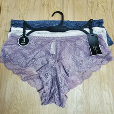 Delta Burke Semi SHEER Lace Tangas Underwear Panties Nylon 3-Pair L, 1X, 2X