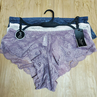 Delta Burke  Semi SHEER Lace Tangas Underwear Panties Nylon 3-Pair ~L, 1X, 2X