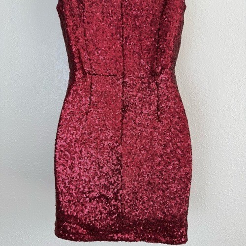 Tobi weinrot Pailletten tief tiefer V-Ausschnitt Minikleid formell S - Bild 7 von 9