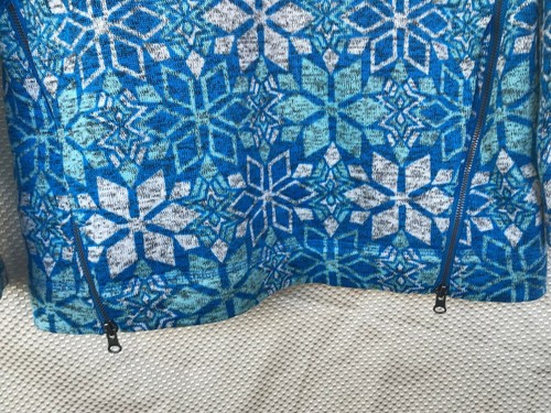 Talbots Hooded Pullover Blue Snowflake Ladies Side Zip Size Medium - Picture 4 of 12