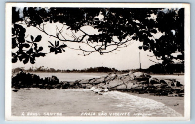 RPPC Santos - Praia Sao Vicente - BRAZIL Postcard