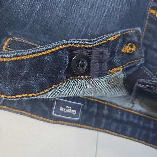 Gap Kids Girls Button Front Jean Skirt 12 Dark Wash Knee Length Adjustable Waist - Picture 8 of 10