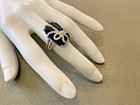 Vintage Signed DSMK STERLING SILVER 925 blue sapphire RING 8 cocktail statement — photo 4