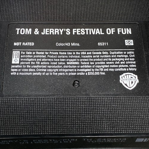 Tom And Jerry Festival Of Fun VHS Tape 1992 Animated Cartoon Warner Bros Rare - Picture 8 of 8