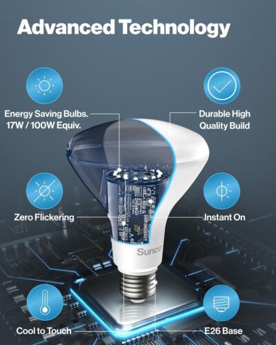 Sunco BR40 LED Indoor Flood Light Bulb Pack - 8 Dimmable, 1400 Lumen Brightness - Picture 8 of 9