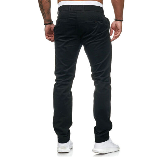 Mens Chino Trousers Slim Fit Stretch Cotton Jeans Pants All Waist Sizes - Picture 3 of 25