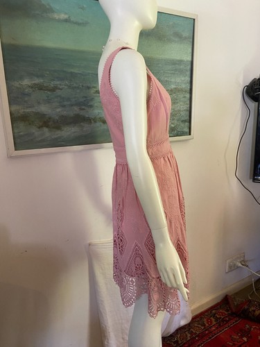 Forever New Dress Womens 8 Pink A Line Broderie Anglaise Party - Picture 7 of 10