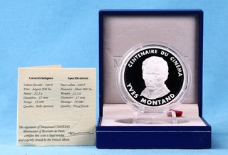 Frankreich 100 Francs 1995 Yves Montand 22 2 Gramm Silber 900 PP in Box