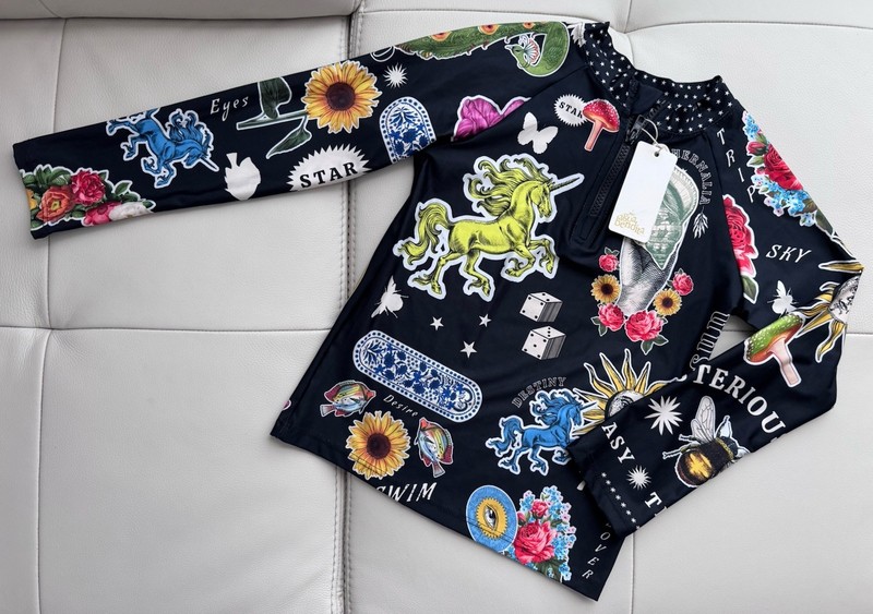 Agua Bendita Noah Embellished Rashguard Kids Shirt - Sz 8 - New with Tags