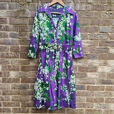 Samantha Sung Purple Floral Midi  Dress | Shirt Dress with a Wide Belt