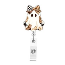 Halloween Funny Badge Reel, Cute Plaid Leopard Ghost Badge Reels with 2895