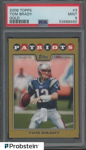 2008 Topps Gold #3 Tom Brady New England Patriots 1873/2008 PSA 9 MINT