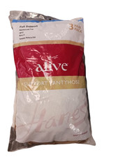 Hanes Alive Support Pantyhose Reinforced Toe 3 Pack 3013 Simply Natural Size A