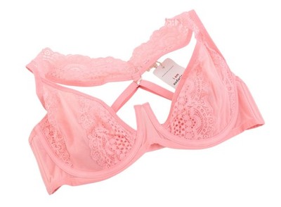 SCANDALE Le Balconnet Base Fit Sublime-Coral Damen BH 80A transparente Schnürsenkel V-Form