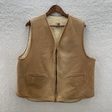 Vintage Carhartt Vest Mens XL Tan Brown 6SV Sherpa Lined Duck Outdoors Workwear