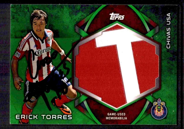 2014 Topps MLS Kits Relic Green 1/1! Erick Torres auto Chivas USA