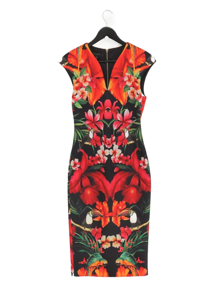 Ted Baker A-Line Midi Dress UK10 in Multi