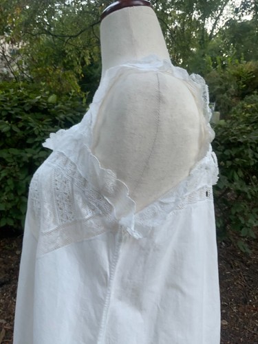 Edwardian Nightgown / Slip Dress White Cotto n M/L - Summer Day Dress - Picture 7 of 13