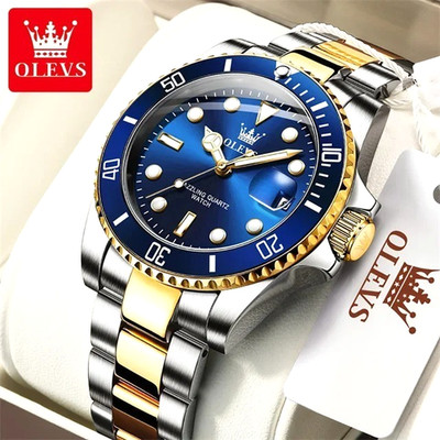 41MM OLEVS Quartz Luxury Watch Men Stainless Steel Waterproof Luminous Analog