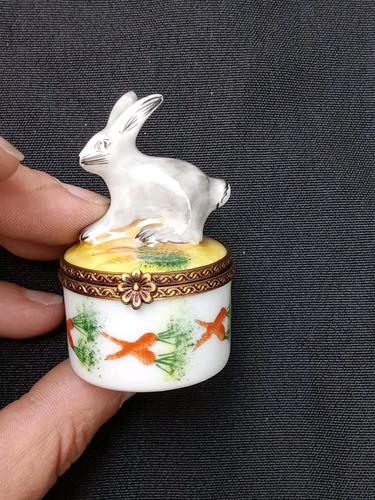 LIMOGES FRANCE PETIT MINIATURE ROCHARD HINGED BOX W RABBIT & PACKAGING - Picture 20 of 22