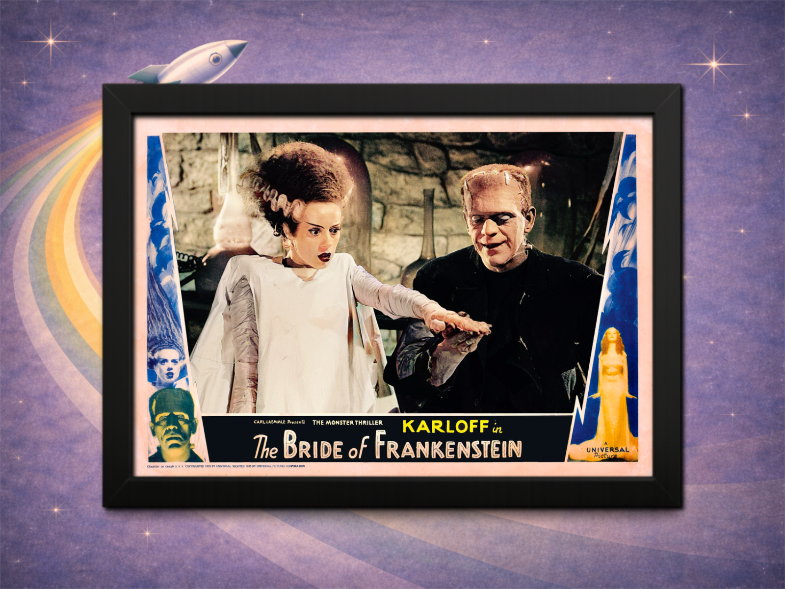 Framed Bride of Frankenstein – Monster’s Rejection Classic Horror Art ...