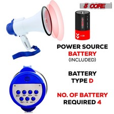 5 Core Megaphone 30W Bull Horn PA Speaker w 800 Yards Range Loud Siren Voice Amp