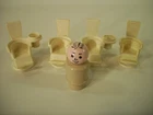 4 Vintage Fisher Price Little People Swivel Barber Shop Chair Dentist figure lot