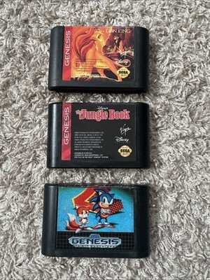 Lot Of 3 Original Sega Genesis Games: The Lion King / Jungle Book / Sonic 2