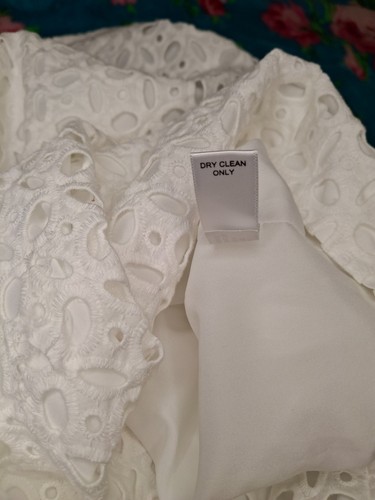 Banana Republic Women’s Size 14 Eyelet Embroidered Skirt White Cotton Lined Zip - Picture 9 of 9