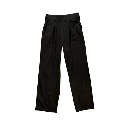 Max Studio Pants Womens XS Extra Small Black Pull On Ponte Knit Pleated Wide Leg