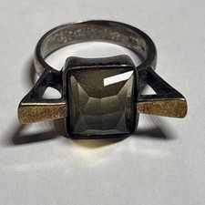 Vintage Modernist 925 Silver 14K Citrine Architectural