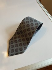 Adams Row Mens Tie Gray Maroon Geometric Pattern Made in USA