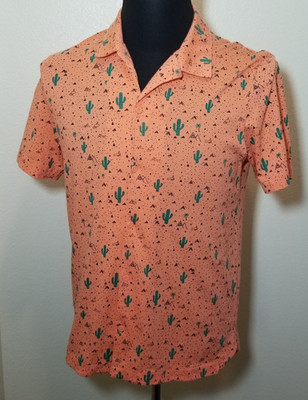 Adidas Golf Adicross Button Polo Shirt Mens S Coral Fusion Cactus Desert Active