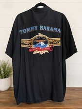 Tommy Bahama Big Wave Cigar Co Barrel Blend Black Silk Camp Shirt Men  s XL