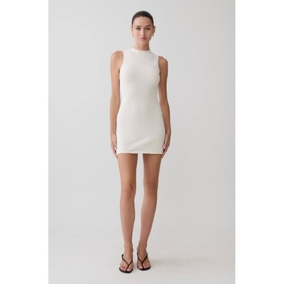 Meshki Ribbed Bodycon Mini Dress Nude Sleeveless Fitted Size M