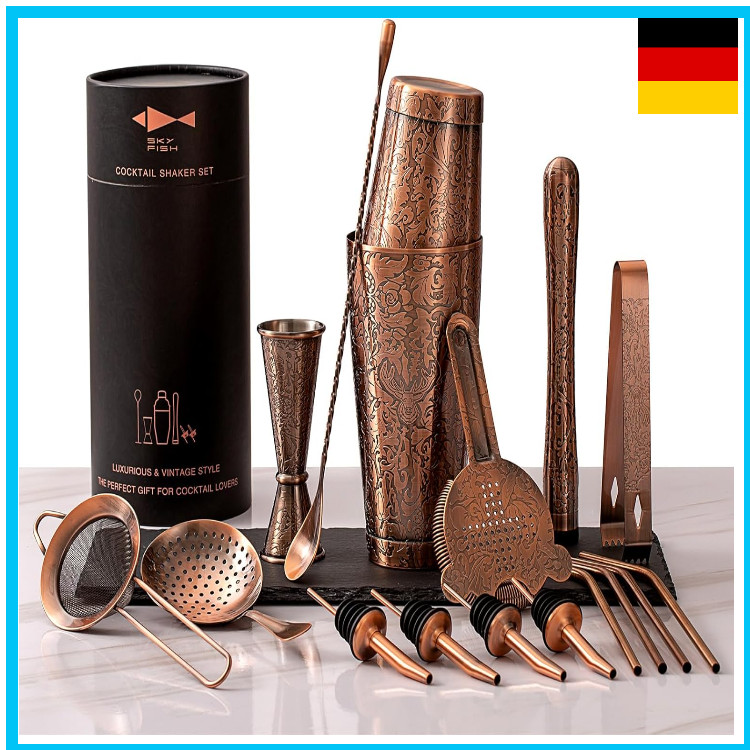 Boston Cocktail-Shaker-Set 18-teilig 3D-geprägtes Edelstahl