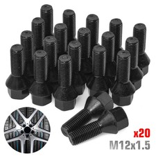 20 Radschrauben M12x1,5 26mm Kegel Schwarz SW17 Radbolzen Alufelgen Stahlfelgen