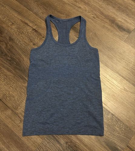 lululemon athletica Women's Heathered Blue Racerback Tank Scoop Neck S
