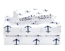 Chezmoi Collection 4-Piece Kids/Teens Nautical Sheet Set - Soft Microfiber Wh...
