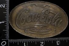 LI02152 VINTAGE COCA-COLA OVAL BRONZETONE ADVERTISEMENT BELT BUCKLE