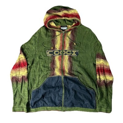Vintage Coogi 3D Knit Hoodie Mens Size Large Multicolor Sweater