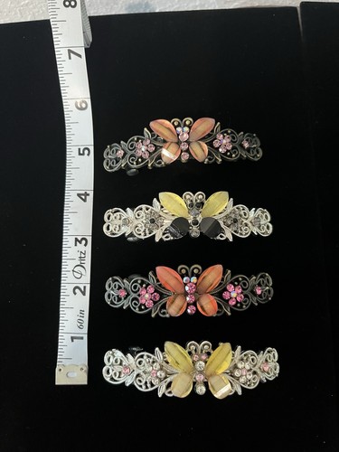 Farfalla Strass Rosa, Giallo, Updo Accessorio Boho Retrò Lotto di 4 - Foto 14 di 17