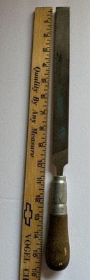 Vintage Nicholson 15 3/4 Inches Mill Bastard File W/ Wooden Handle.