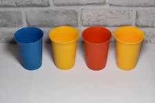 Set Of 4 Vintage Tupperware Bell Tumblers Kids Cups 7 oz  109 Yellow Red Blue