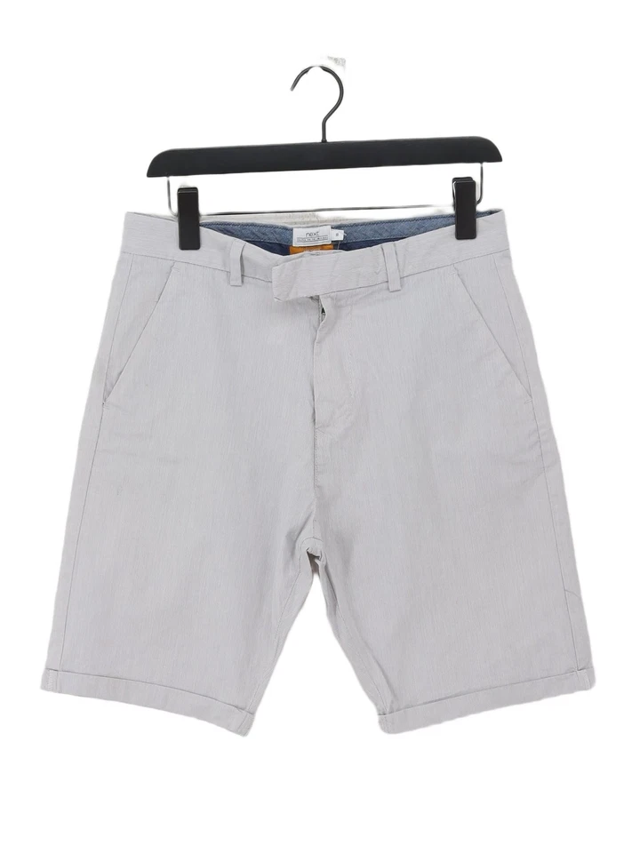 Next Men's Shorts W 30 in Grey Striped Cotton with Elastane Chino