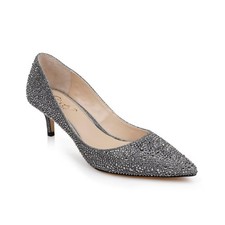Women's Jewel Badgley Mischka Frenchie Kitten Heel Evening Pumps Smoke SZ 5.5 M