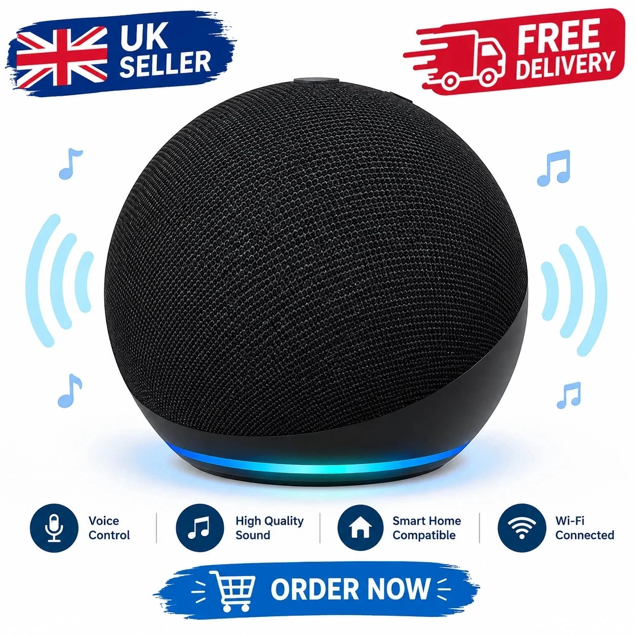 Echo Dot (Newest gen) Bluetooth Smart Speaker with Vibrant sound, WiFi, Charcoal